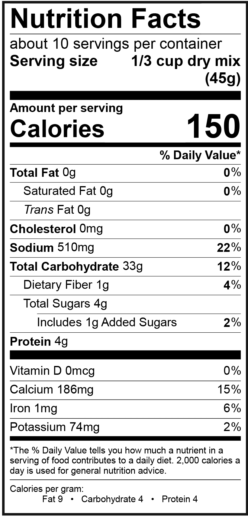 Product nutrion image