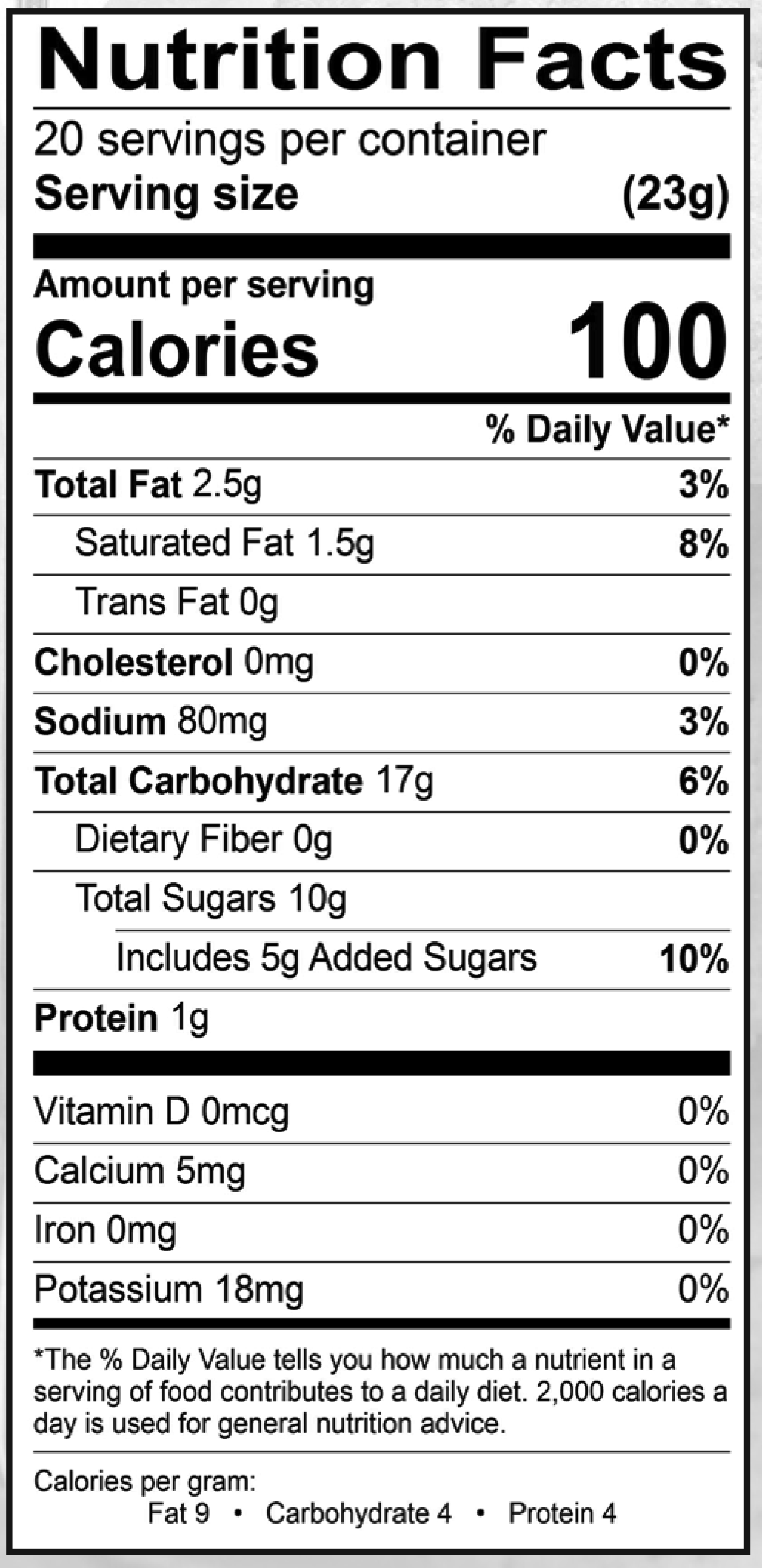 Product nutrion image