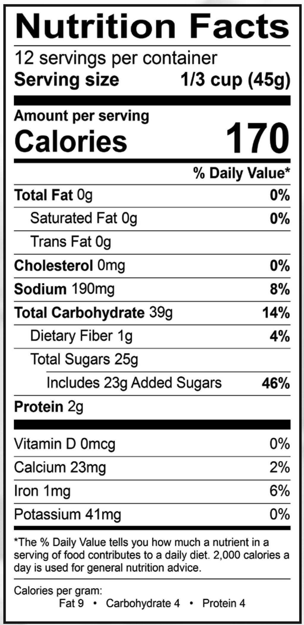 Product nutrion image