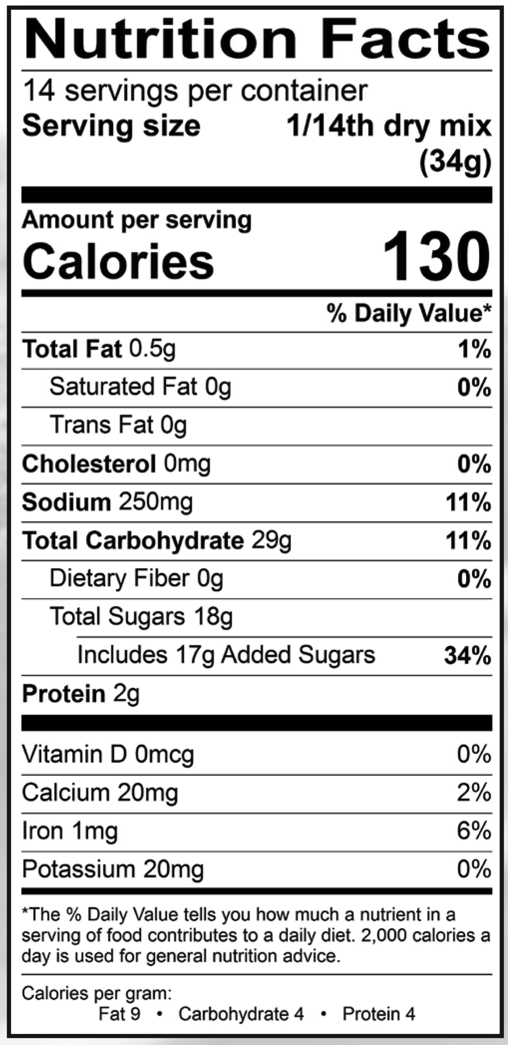 Product nutrion image
