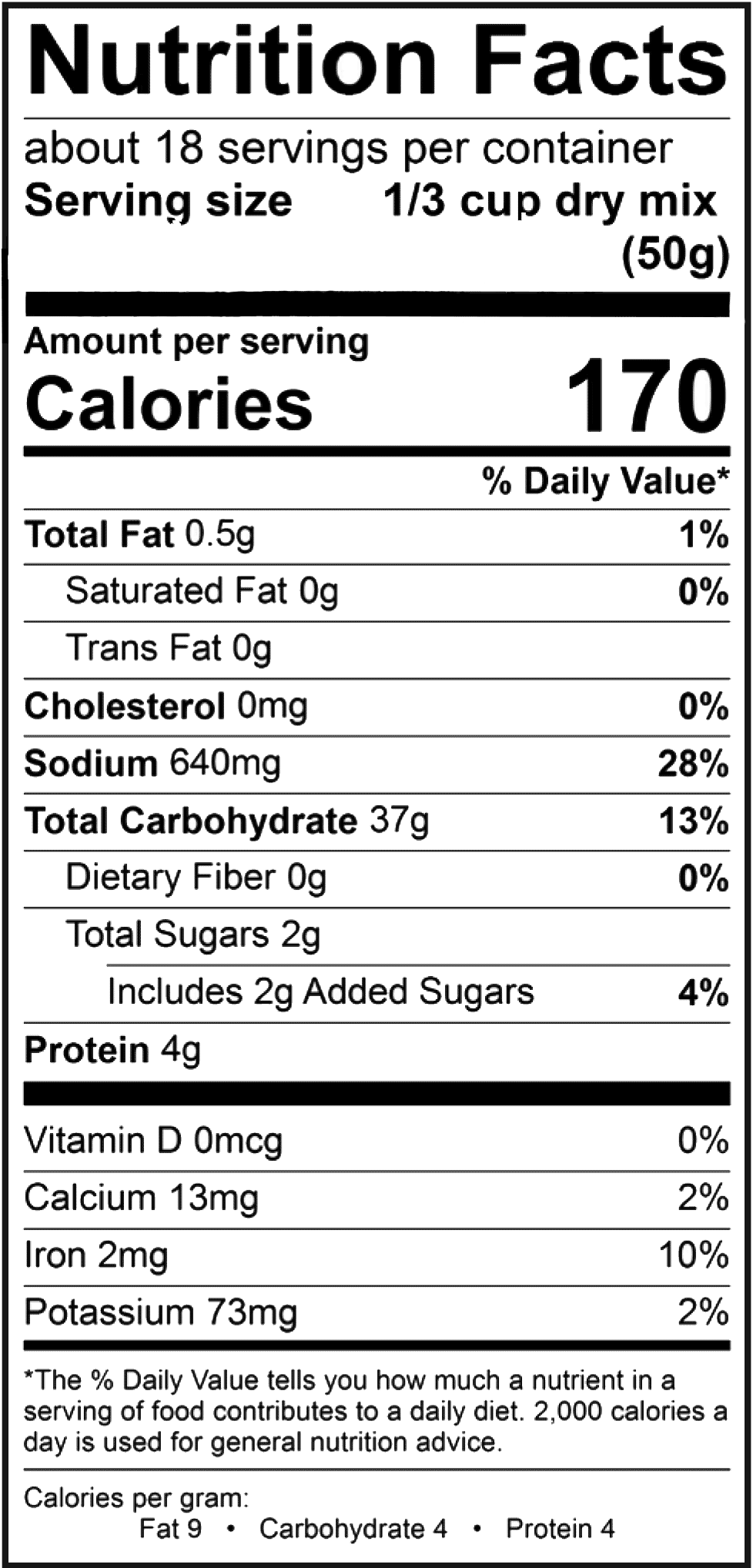 Product nutrion image