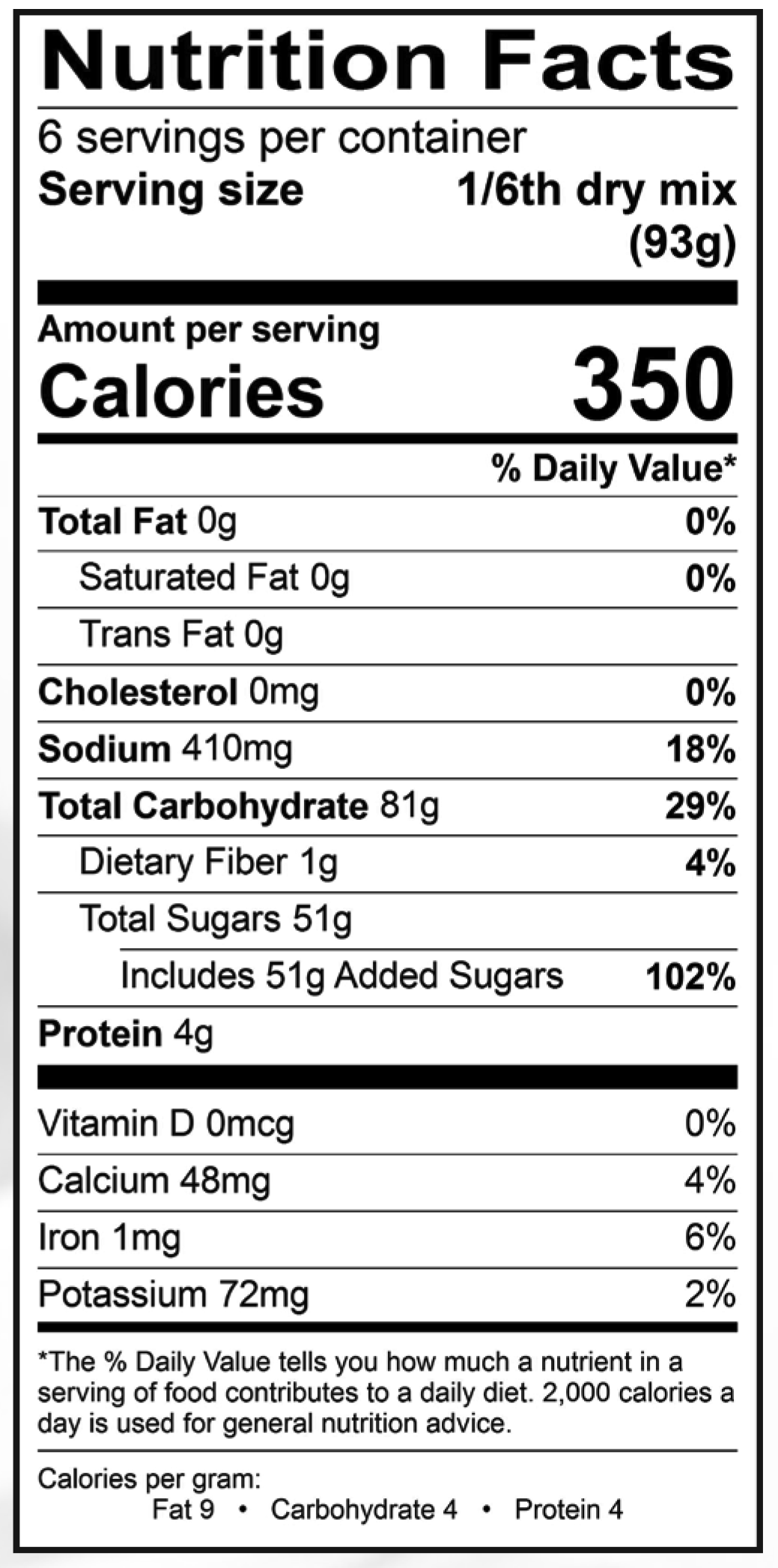 Product nutrion image