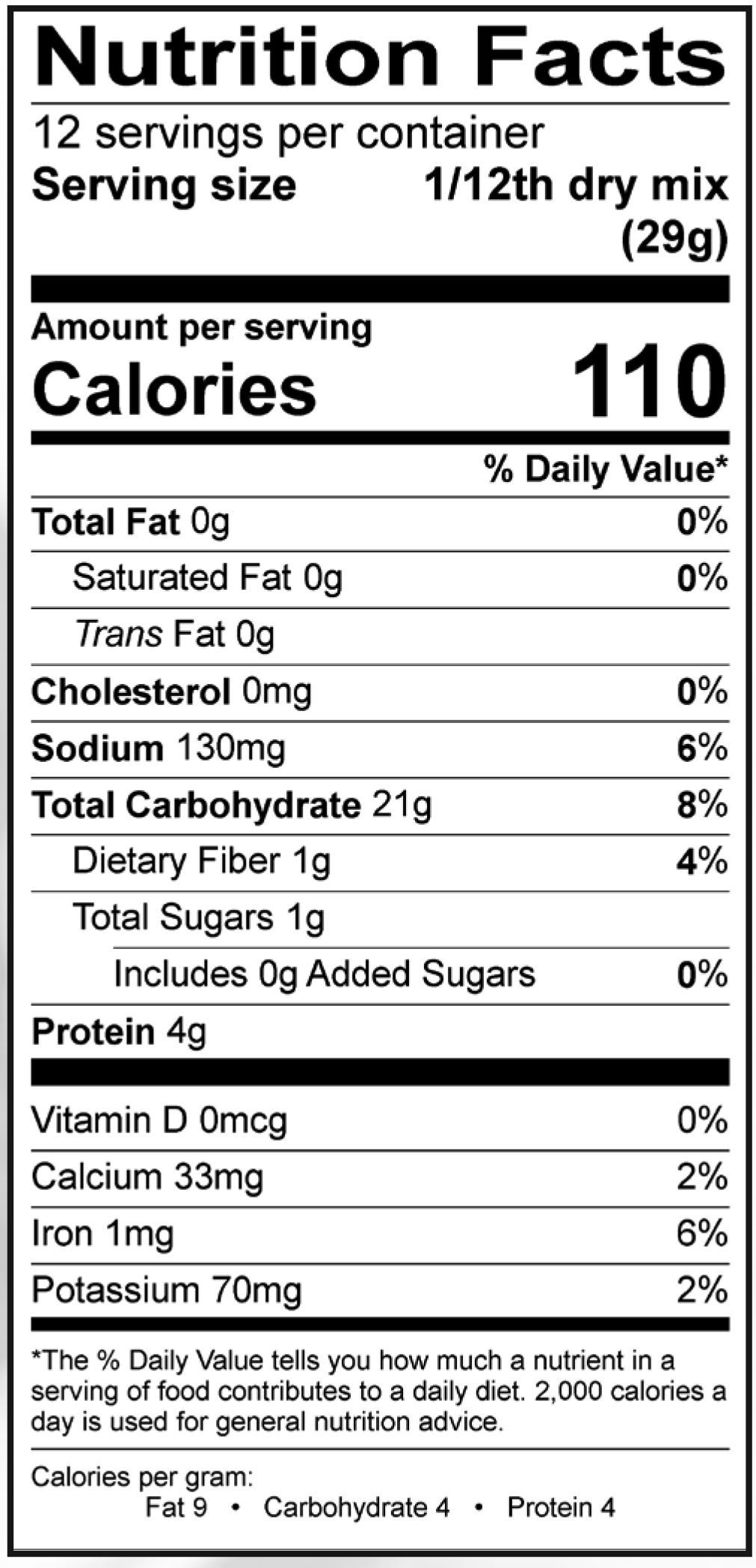 Product nutrion image