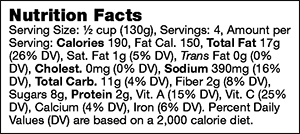 Product nutrion image