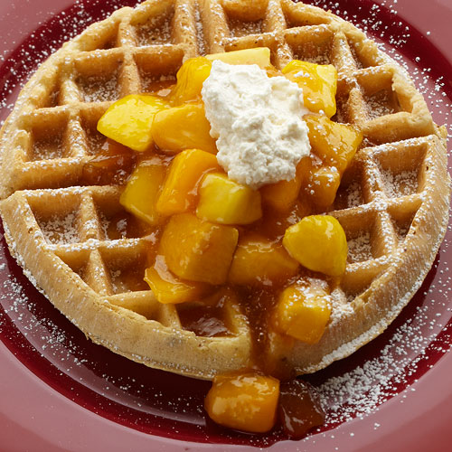 Pecan Waffles with Peach Amaretto Jam Stonewall Kitchen